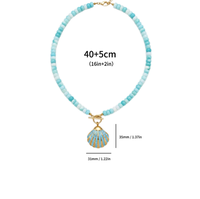 Collier en perles en forme de coquillage, de cœur d'étoile de mer et de poisson, chaîne réglable en acier inoxydable, bijoux empilables, pendentifs tendance, cadeau souvenir