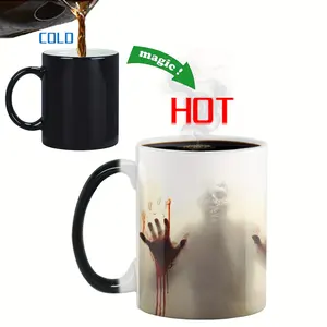 Produsen kustom Zombie Dead Rick tiba tangan panas berubah warna cangkir kopi ajaib porselen The Walking Dead Mug