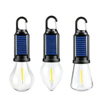 Lampes de camping LED portables à ampoule COB avec crochet, alimentées par énergie solaire de type C, éclairage de tente extérieur, 3 modes de luminosité