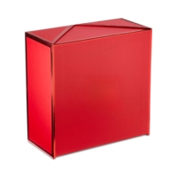 Boîte cadeau carrée en aluminium réutilisable et écologique avec fermeture magnétique, nœud rouge, 8" x 8" x 4", gaufrée, pour la Saint-Valentin