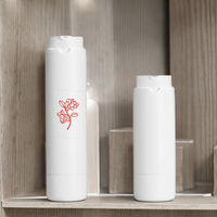 Flacon pompe pulvérisateur sans air rotatif avec logo personnalisé, blanc mat, réutilisable, en plastique ABS, avec bouchon à vis pour cosmétiques et soins de la peau