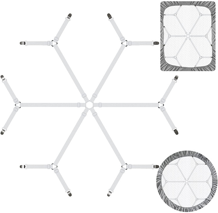 Заводская оптовая продажа, 6 боковых застежек для простыни, регулируемые эластичные ремешки для простыни, держатель для круглой квадратной кровати