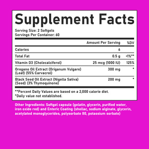 Cápsulas de aceite de orégano de gran venta con vitamina D3 que impulsan tu bienestar en movimiento, promueven la salud intestinal, cápsulas de aceite de semilla negra - Product Image 3