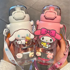 Botu Kuromi Melody Kawaii Anime 600ml grande capacité jolie fille haute beauté tasse en plastique à travers l'eau des enfants