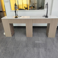 Table de manucure double pour technicien de salon, plateau en marbre blanc, table de manucure individuelle
