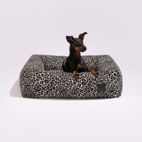 Canapé-lit orthopédique de luxe personnalisé en mousse à mémoire de forme à imprimé léopard pour chien et chat, coussins antidérapants pour animaux de compagnie, housse amovible lavable