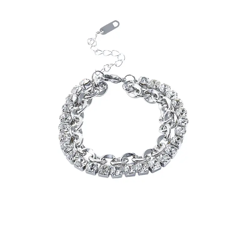Double encrusted diamond bracelet female ins tide senior design sense super flash delicate string hand jewelry wholesale
