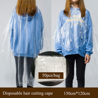 Capes pour Salon de coiffure jetables, paquets de boîtes, tabliers pour coupe de cheveux, coloration, en plastique PE, 50 pièces
