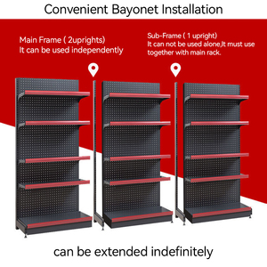 4/5/6 Tier Heavy Duty Racking Supermercado de doble cara Estantería de madera y metal <span class=keywords><strong>Wire</strong></span> <span class=keywords><strong>Back</strong></span> Shop Fruit Book Product Display <span class=keywords><strong>Shelf</strong></span> - Product Image 3