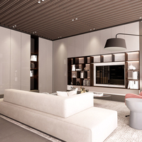 Meuble mural pour téléviseur en panneau PET haute brillance avec cadre métallique, meuble de rangement et d'exposition personnalisé pour salon