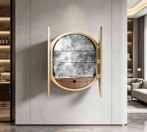 Minimalist Luxury Wine Cabinet with Wall Mounted <b>Round</b> Design and Multi-tier Glass <b>Shelving</b> for Sophisticated Home Q Are You - Product Image 5
