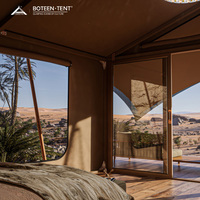 Tente de glamping extérieure en bois, tissu Oxford, quatre saisons, résistante à l'eau, luxe, safari, hôtel désertique, cabane solaire insulaire 12.3x9m 45
