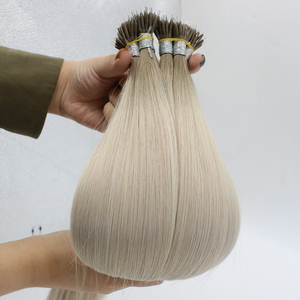 Venta caliente cutícula virgen alineada cabello ruso 18 20 pulgadas doble dibujado Nano anillo punta extensiones de cabello humano - Product Image 1