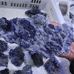 Healing ธรรมชาติที่สวยงามสีฟ้า Fluorite Minerals ดิบหยาบ Fluorite หินแร่ควอตซ์คริสตัลตัวอย่างสำหรับตกแต่ง
