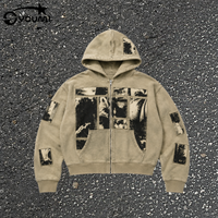 Sweat à capuche vintage ODM de haute qualité 100% coton imprimé, délavé à l'acide, avec poche, série High Street, effet vieilli, délavé à la pierre