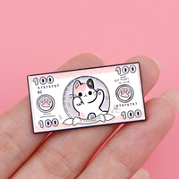 Pin de esmalte suave de metal con diseño de gato y pingüino Kawaii, insignias para mochilas y ropa, broches con diseño de billete para regalo
