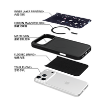 Coque de téléphone AG Feeling Black Edge avec étoiles colorées dorées et coque magnétique pour iPhone 17, 17 Pro Max, 16 Pro, 15, 15 Pro Max, 15 Pro, 14 Pro Max