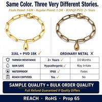 Bracelet en acier inoxydable avec breloque goutte d'eau vintage, prêt à expédier, vente en gros, fournisseur de dropshipping