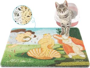 ICE <b>BEAR</b> Pattern Square Cat Litter Mat PVC Non-slip Waterproof Cat Litter Trapping Box Mat with Honeycomb - Product Image 1