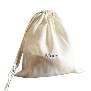 Sac à cordon en coton personnalisé avec logo imprimé, couleur naturelle, pochette anti-poussière en coton avec doubles cordons - Product Image 1