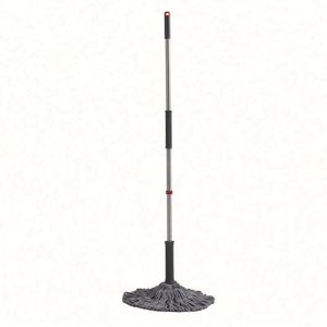 Mopa de microfibra de alta deshidratación con mango largo extensible de acero resistente para oficina en casa, con cabezales lavables y sistema de torsión automática para vinilo. - Product Image 1