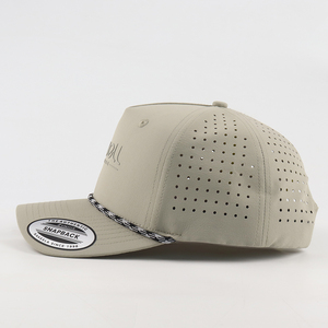 Casquettes de golf personnalisées 5 panneaux avec détails en corde et patch en caoutchouc – Qualité supérieure, couleur unie, performance laser, pour toutes les saisons - Product Image 3