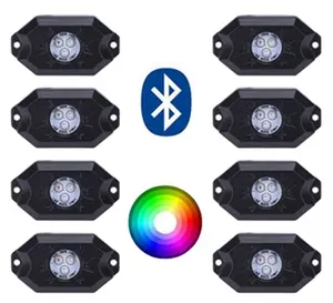 Sanyou Lampu Casis LED 9W, Kontrol Aplikasi RGB Rock Lights 8 Set Lampu Neon untuk J-eep