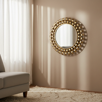 Miroir mural décoratif en métal, style nordique, accent de décoration intérieure, 78,11*3,18*78,11CM, miroir mural en métal doré, décoration intérieure de luxe