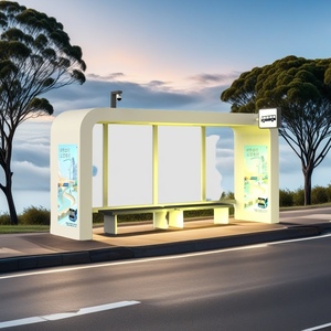 Luhao LH001 trạm xe buýt thông minh băng ghế dự bị LED chiếu sáng thiết kế chống thấm nước phong cách Hiện Đại Đồ Gỗ Ngoài Trời Có tính năng xe buýt dừng hệ thống hiển thị - Product Image 2