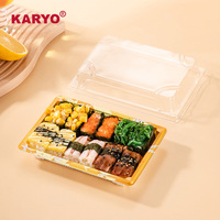 KARYO 1109 Boîte à sushi rectangulaire jetable de qualité alimentaire, haute transparence, anti-buée