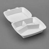 Boîte à lunch jetable en mousse T103LB à 3 compartiments, boîte d'emballage pour hamburger, boîte à hamburger biodégradable pour la restauration rapide