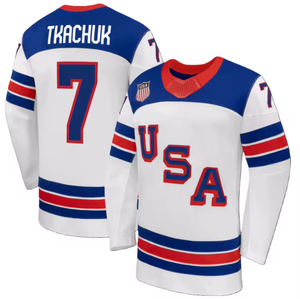 Maillots de hockey sur glace pour hommes de l'équipe IIHF des États-Unis |   Brady Tkachuk 7 Patrick Kane 88 Matthews 34 Brodé 100% Polyester Antibactérien - Product Image 2