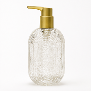 Juego de Baño de Vidrio Acordonado Verde con Diseño Rectangular Redondeado, 4 Piezas: Dispensador de Loción, Vaso, Jabonera - Product Image 4