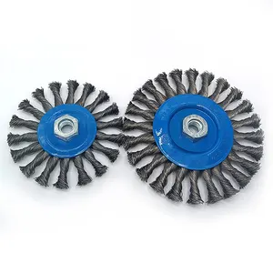 S SATC Durable Stainless Steel Blue Cup Brush Crimped Wire Wheel Brush For Polishing And Cleaning