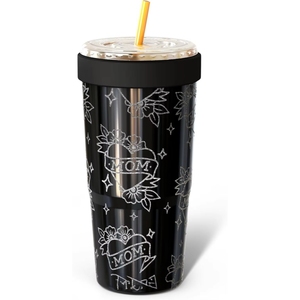 Moioco Tumbler Isolato da 30oz con Stampa 'Mom <span class=keywords><strong>Tattoo</strong></span>', Tazza da Viaggio in Acciaio Inox Antigoccia, Regalo per la Festa della Mamma - Product Image 1