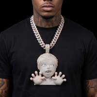 Oferta Especial: Colgante Hip Hop Personalizado de Plata con Moissanita y Diseño 3D de Personaje de Dibujos Animados, Joyería Bling para Hombre, Moda Urbana