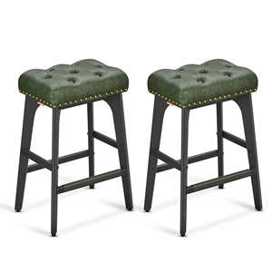 Juego de 2 <span class=keywords><strong>taburetes</strong></span> de barra de mostrador <span class=keywords><strong>VASAGLE</strong></span>, <span class=keywords><strong>taburetes</strong></span> de Bar de cuero sin espalda modernos, patas de madera maciza, <span class=keywords><strong>taburetes</strong></span> de sillín - Product Image 1