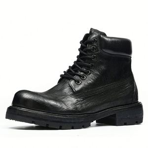 Nouveaux mocassins à semelle épaisse pour hommes, en cuir véritable, confortables et respirants, chaussures en cuir une pièce décontractées, chaussures tendance pour hommes - Product Image 2