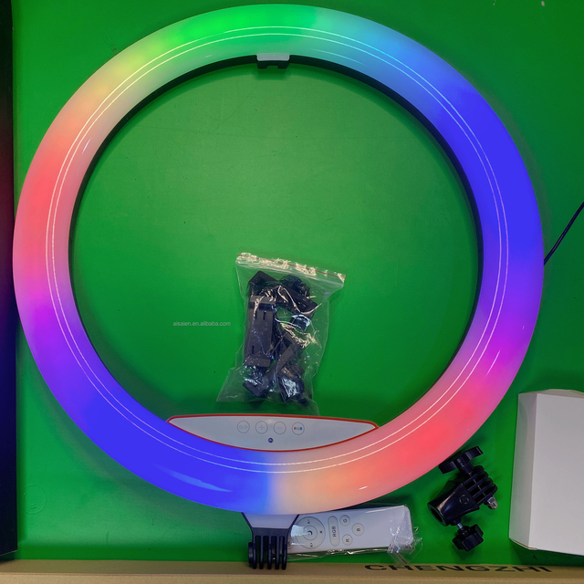 HIGH Quality MJ56 22 INCHES RGB RING LIGHT + 3 PHONE HOLDER + REMOTE + TRIPOD STAND + PLUG-IN WIRE + BAG