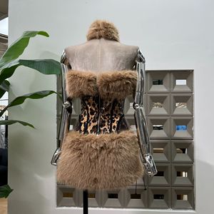 Top de tubo de piel con estampado de leopardo para puesta en escena Sexy, piel de cintura ultra baja con bufanda, estampado de guepardo, conjuntos de 3 <span class=keywords><strong>piezas</strong></span>, conjunto de falda para mujer - Product Image 3