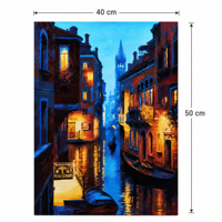 Kit de peinture par numéros DIY 40x50cm Paysage nocturne de canal urbain Ensemble de peinture sur toile acrylique pour la pratique artistique et la décoration intérieure