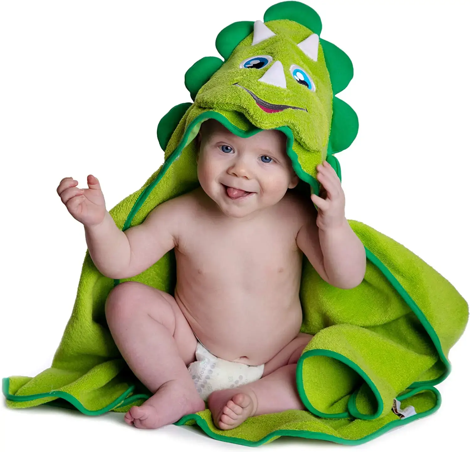 Toalla de bebé con capucha Dinosaur By Little Tinkers World Toallas de baño suaves y absorbentes de algodón natural con capucha para bebés, niños pequeños,