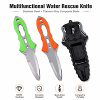 Lame dentelée multifonctionnelle OEM en acier inoxydable et alliage de titane pour la plongée et le sauvetage aquatique, avec gaine à dégagement rapide pour gilet de sauvetage