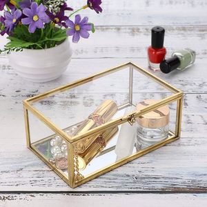 Caja de Joyería de Vidrio Dorado Moderna para Decoración del Hogar, Estuche Decorativo para Exhibición de Joyas con Estilo - Product Image 6