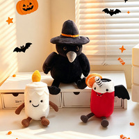 Série Halloween : Jouet en peluche décoratif amusant, style gothique, avec motifs de dessin animé (Chauve-souris, Citrouille, Lapin, Corbeau, Fantôme, Chapeau de Sorcière, Pirate, Chien)