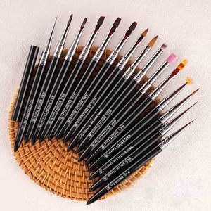 Pinceaux à ongles en acrylique 3D avec manche en métal noir, logo personnalisé, marque privée, pour liner, gel, ombré, manucure, nail art, forme plate, ovale, ronde - Product Image 3