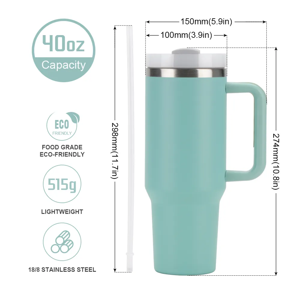 DKADI 40 OZ Adventure Quencher Tasse isolée en métal à double paroi en acier inoxydable Tasse à café de voyage Gobelet de 40 oz avec poignée