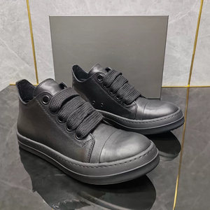 Baskets en cuir pour hommes, unisexe, style rétro, montantes, en cuir noir uni, printemps, automne, été, fermeture éclair, pour couple - Product Image 3