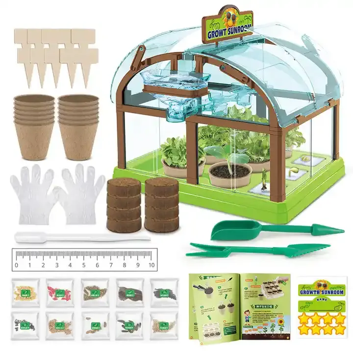 Juguetes de ciencia para niños, kit de experimentos DIY, mini plantas naturales educativas, casas verdes solares, juguetes de jardín novedosos para niños