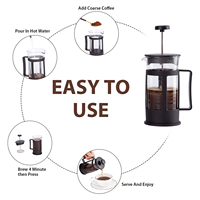 Camping Hommes Femmes Cafetière Transparent Sportstravel Cafetiere Plongeur Verre Presse Française Acier Inoxydable Double Paroi Plastique